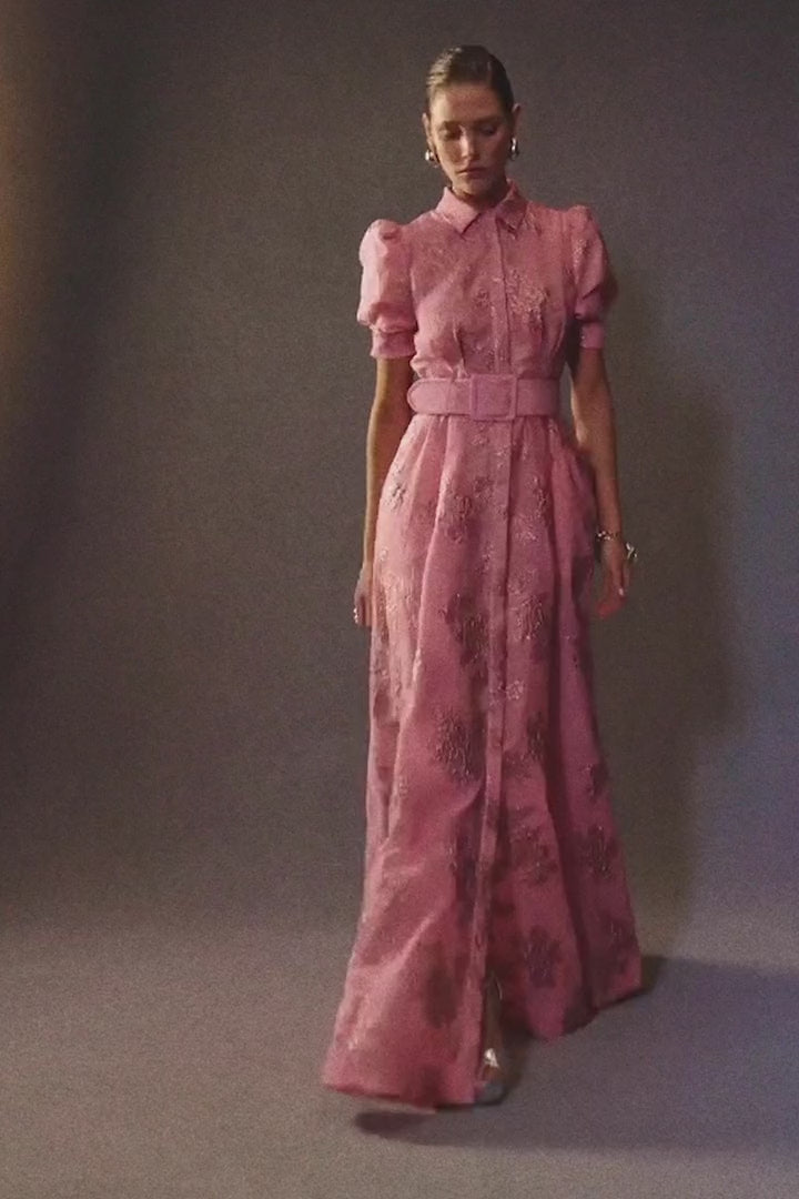 Annette Button Gown in Pink