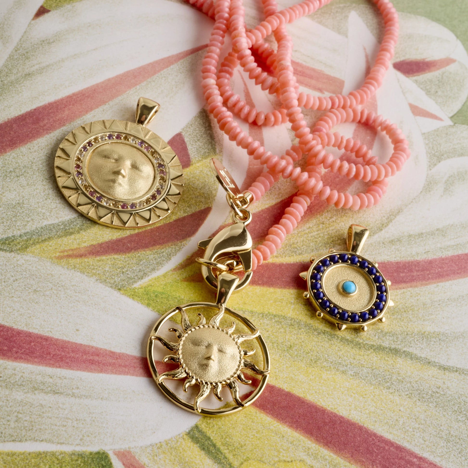 Double Wrap Beaded Necklace in Peachy Coral