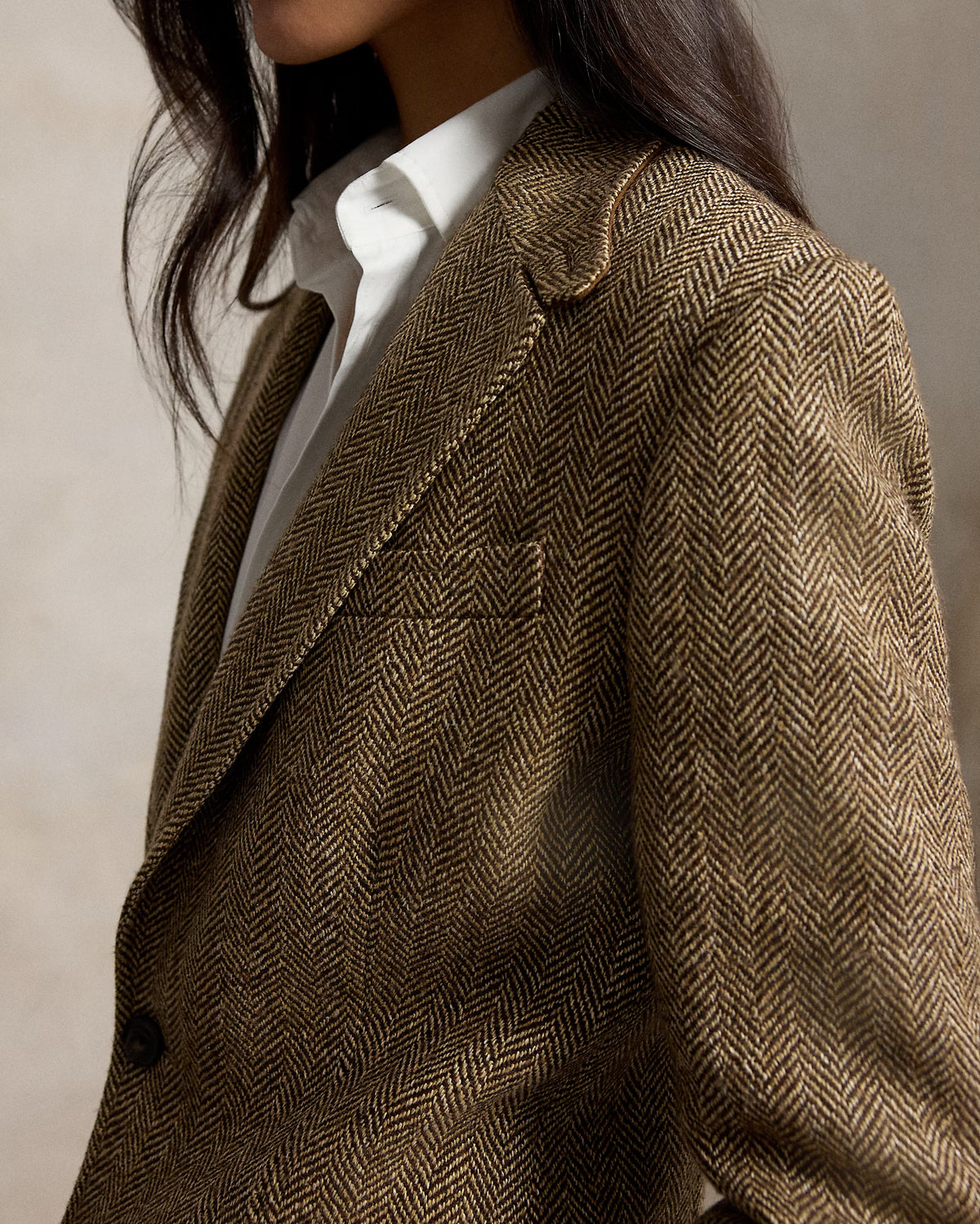 Single-Breasted Herringbone Blazer