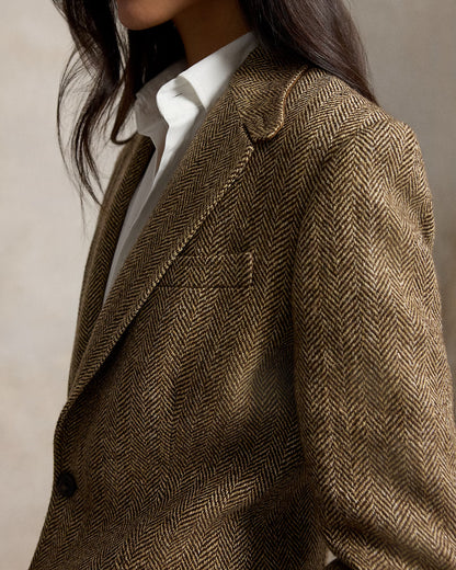 Single-Breasted Herringbone Blazer