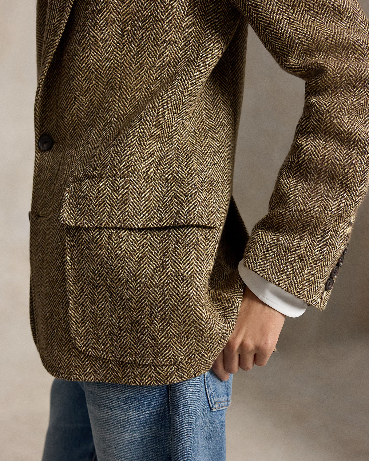 Single-Breasted Herringbone Blazer