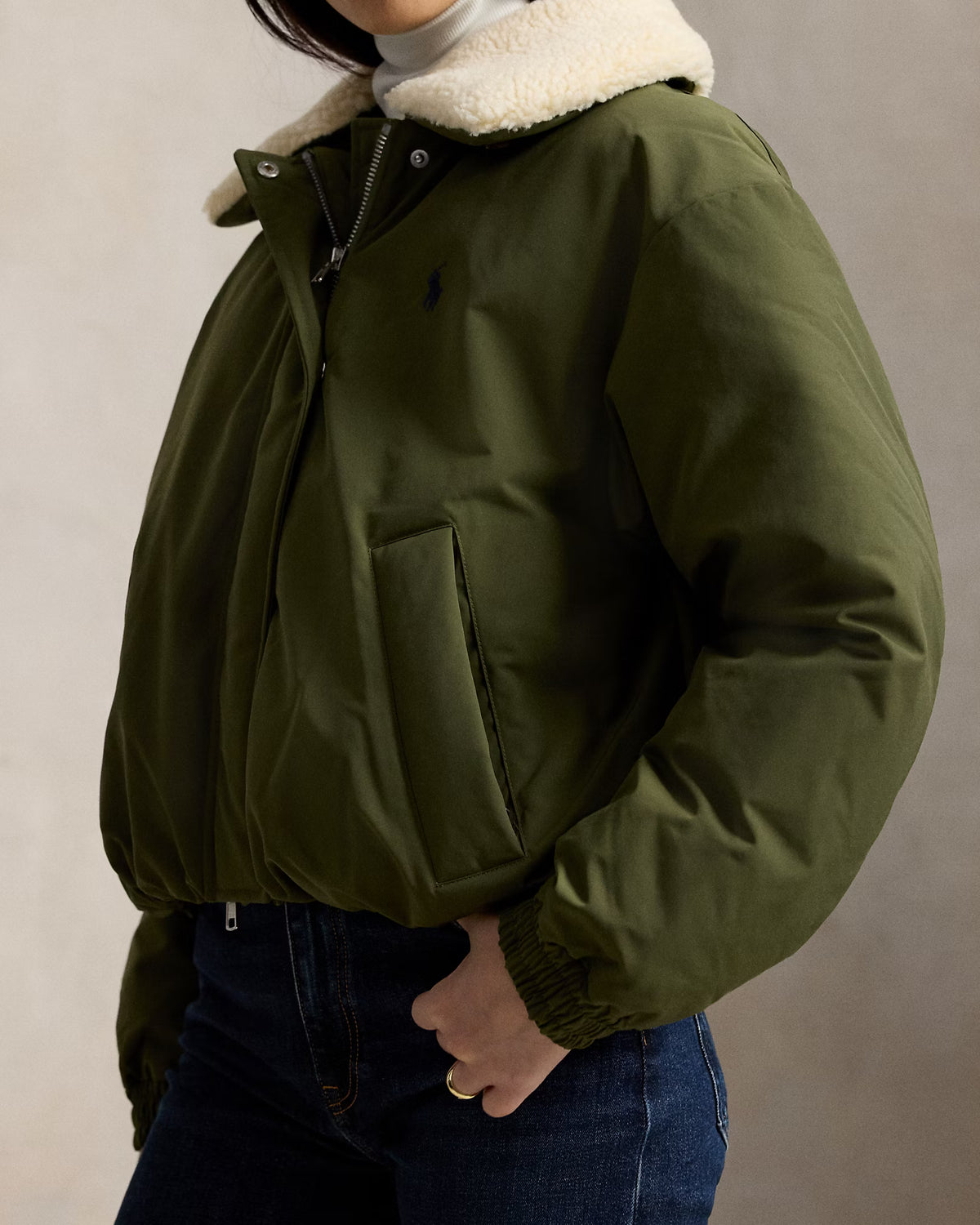 High-Pile-Collar Down Puffer Jacket
