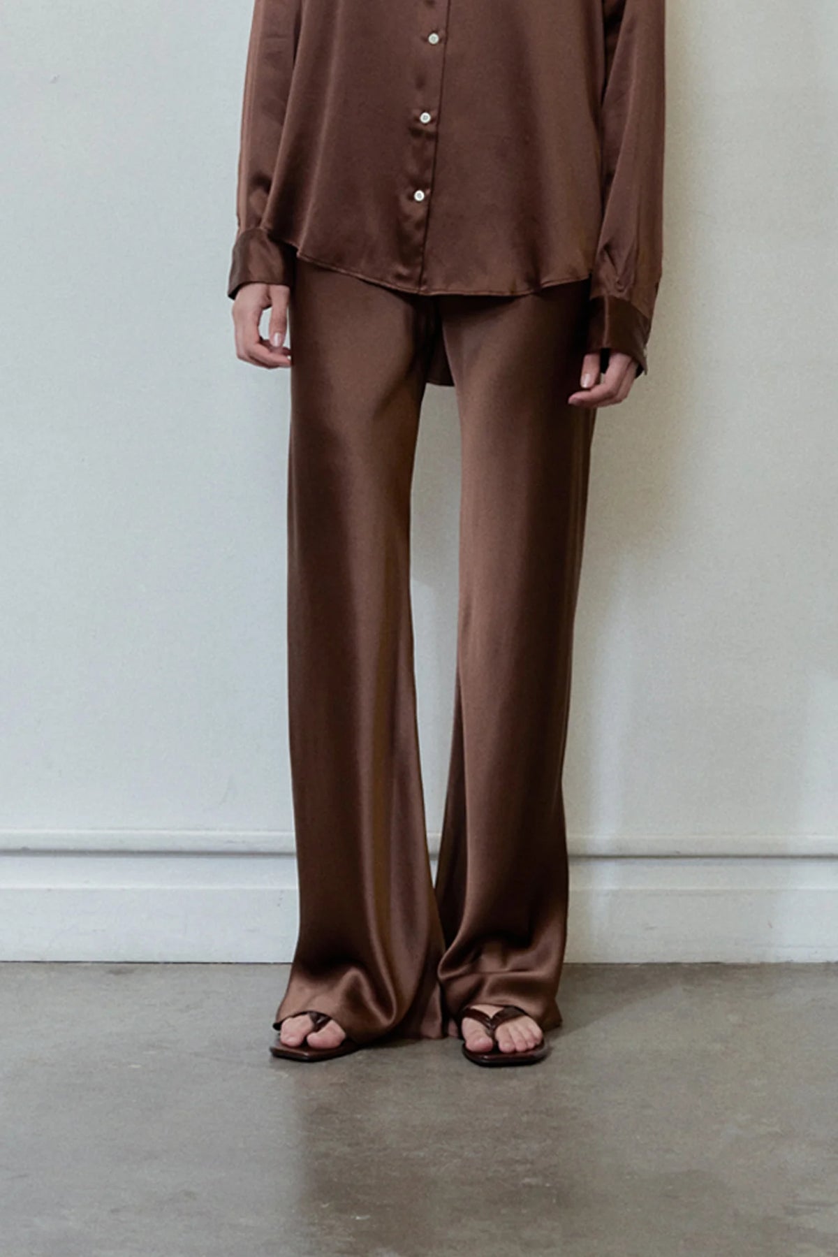 The Silk Bias Pant in Espresso