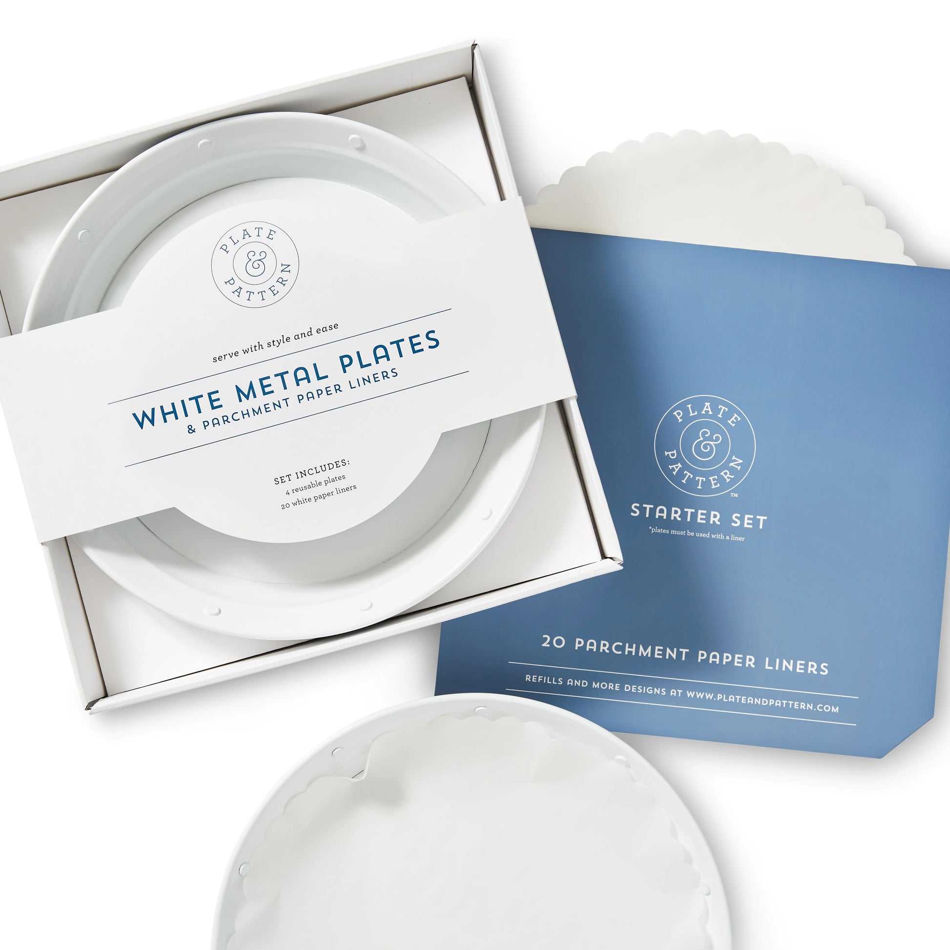 White Metal Plates Set of 4