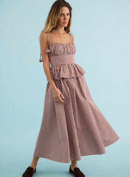 Betsy Dress in Cotswold Check Rust